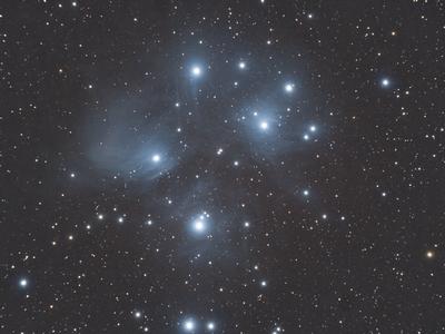 M45 4h16m40s 66subs darks ISO1600 DBE before morph  Before applying mask to tone down the stars.