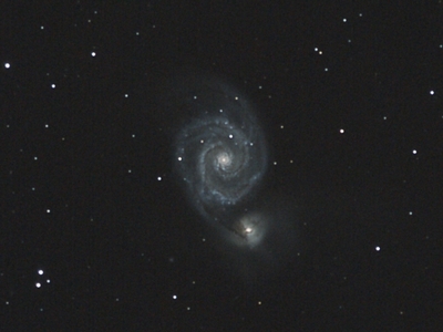 M51-2hr57mn34s 66subs-ISO1600 darks flats crop2  M51 - 2hr57mn - 66 subs with darks and some flats - ISO 1600 - Canon 400D, guided, Orion 80mm