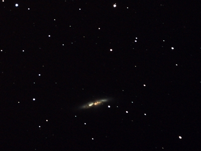 m82-mar-27-2011-iso1600-16m16s  M82 - Galaxy 12 million light years distant Canon 400D, CGEM, 80mm Orion EON Triplet, ISO 1600 16 x 1 min (total 16 mins) unguided March 27, 2011 1 AM EST - Holland Landing, Ontario, Canada