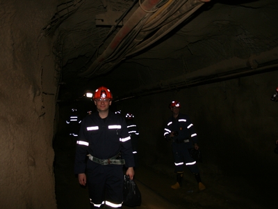 IMG 0731  It is located in an active mine, 2 km below the surface. Elevator ride took a few minutes (stopping on the way down to drop off miners going to work).